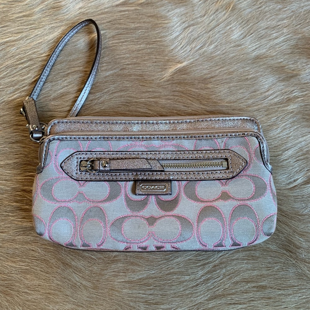 Coach tan and pink wrist wallet. Very gently used